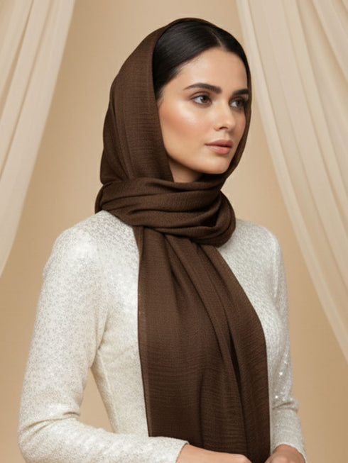 Soft Tissue Silk Hijab - Coffee Brown